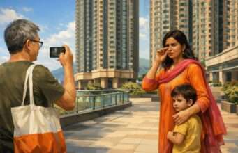 Community protest against racial discrimination in Tung Chung Hong Kong residential society