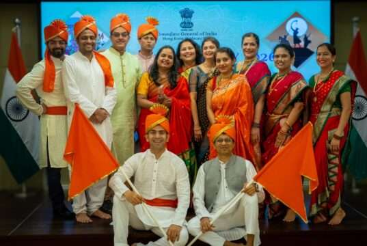 Maharashtra Day 2026 celebration at the Indian Consulate in Hong Kong featuring cultural performances, traditional artifacts, and community members.